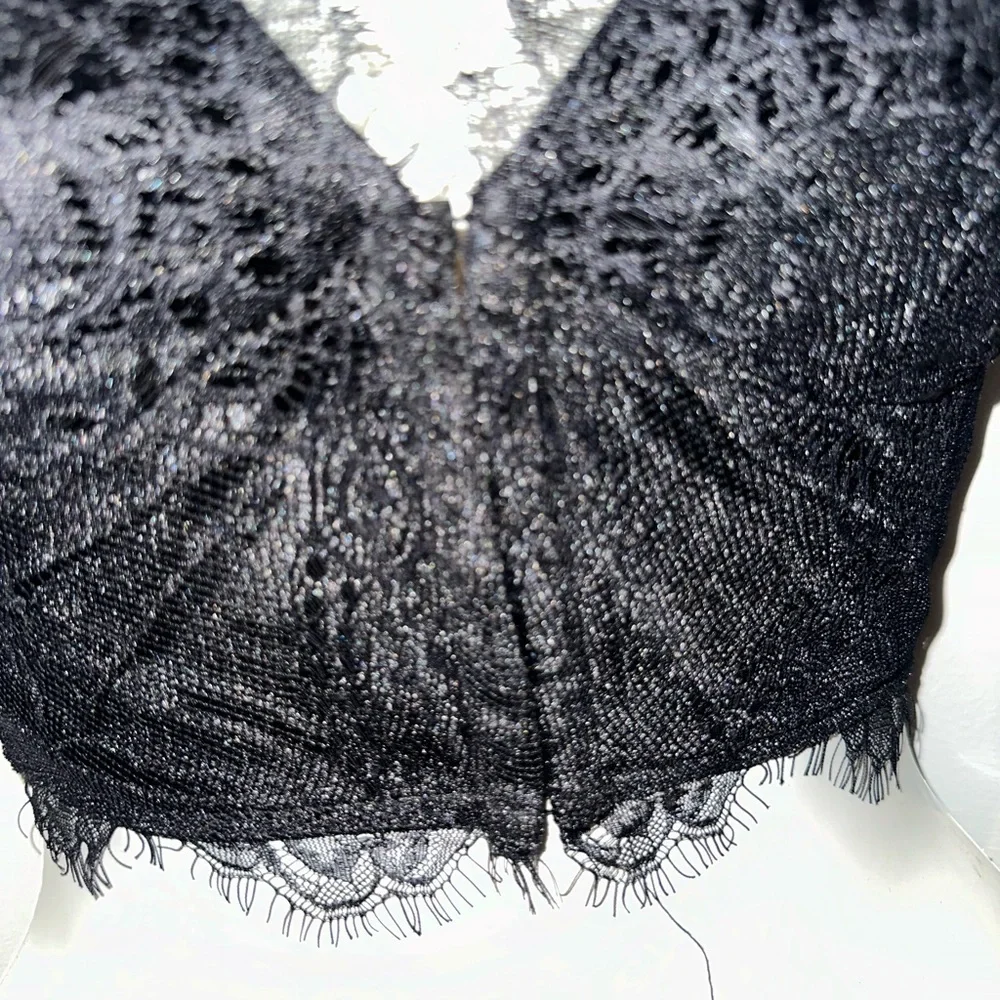 NEW PrettyLittleThing Black Lace Trim Bralette